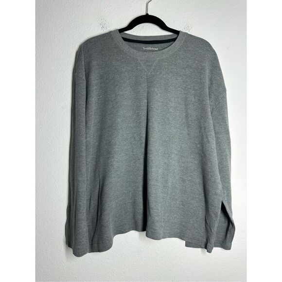 Saddlebred Men’s Cotton Blend Waffle Long Sleeve Pullover Gray Size XXL - Picture 1 of 10